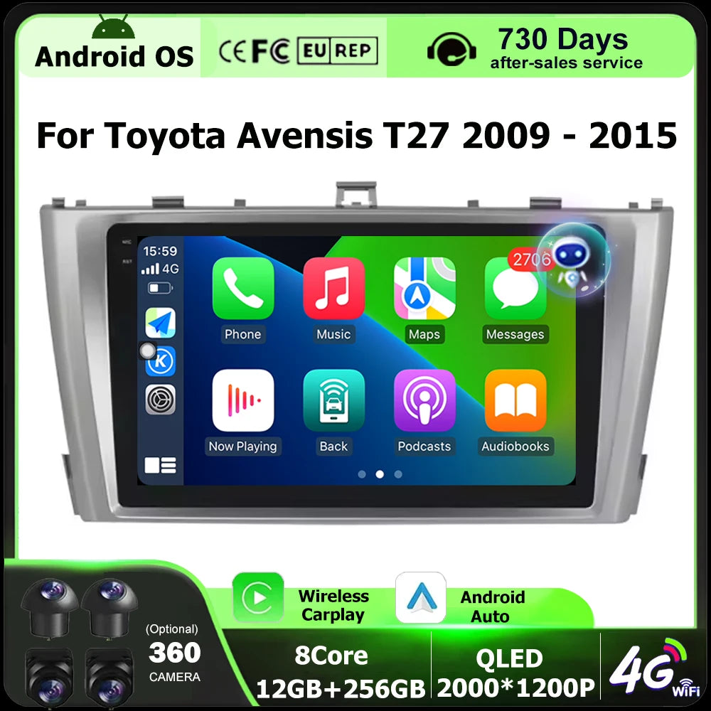 Car Radio Multimedia Video Player GPS Navigation Stereo For Toyota Avensis T27 2009 - 2015