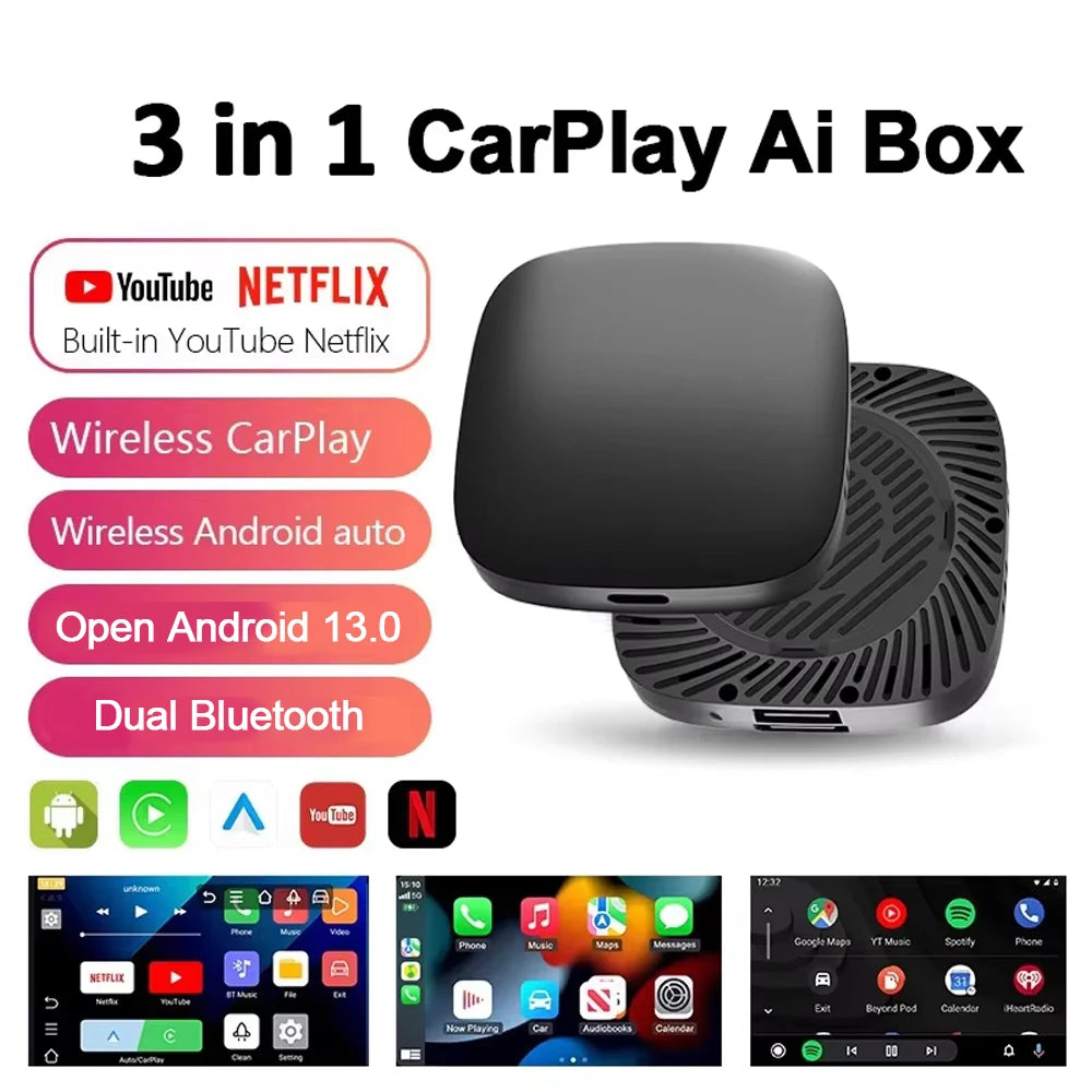 Carplay Ai Box Wireless Android Auto Wireless Carplay Adapter TV Box For Netflix YouTube C