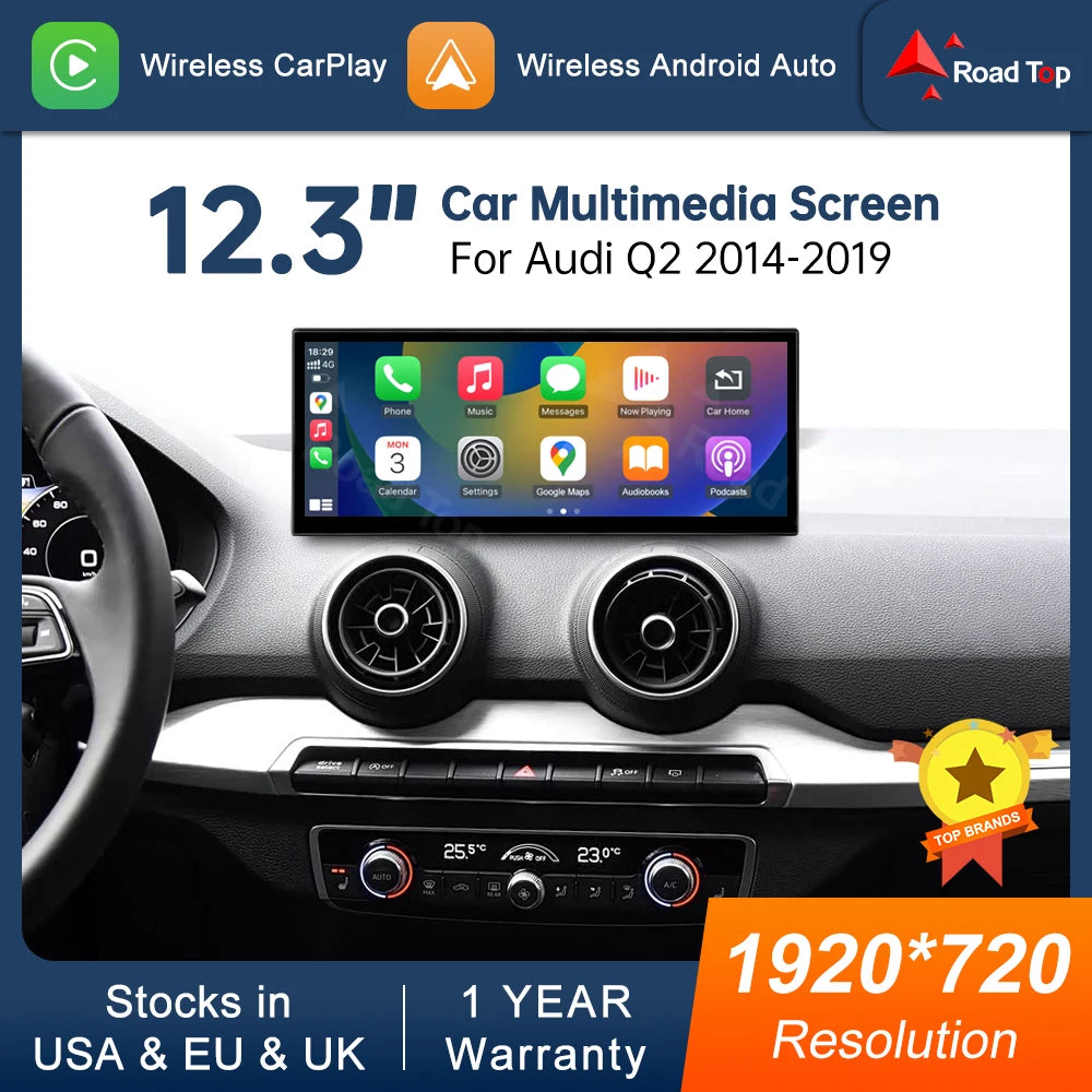 CN 12.3 inch Touch Screen For Audi Q2 2014-2019 Multimedia Display Airplay Miracast Functi | AUTOKITSHOP