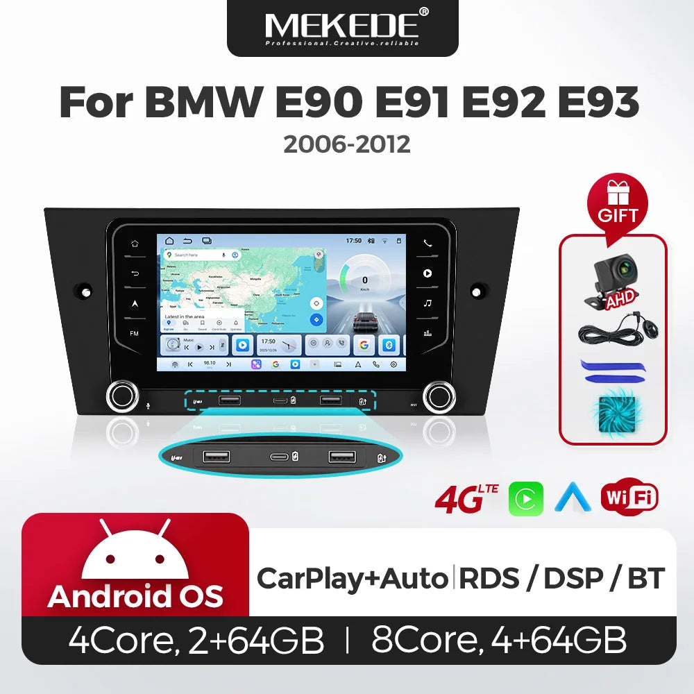 7" IPS Screen Android Car Radio For BMW E90 E91 E92 E93 2006-2012 Multimedia Player GPS Na