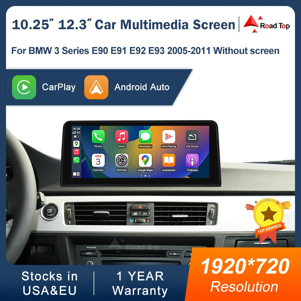 1920*720 Wireless CarPlay Android Auto Multimedia For BMW 3 Series E90 E91 E92 E93 205-201 | AUTOKITSHOP
