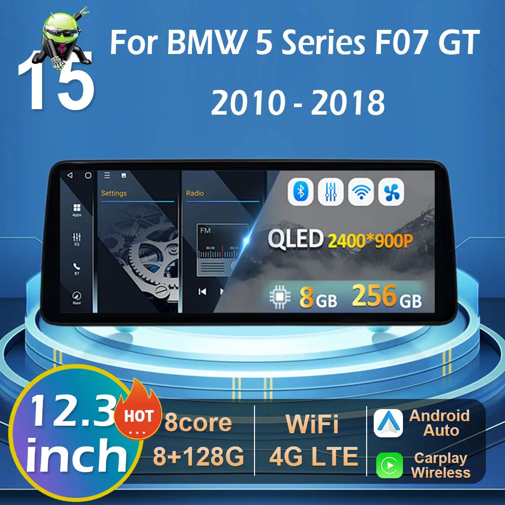 Wireless Carplay GPS for BMW 5 Series F07 GT 2010 - 2018 Android 15 Touch Screen Bluetooth | AUTOKITSHOP