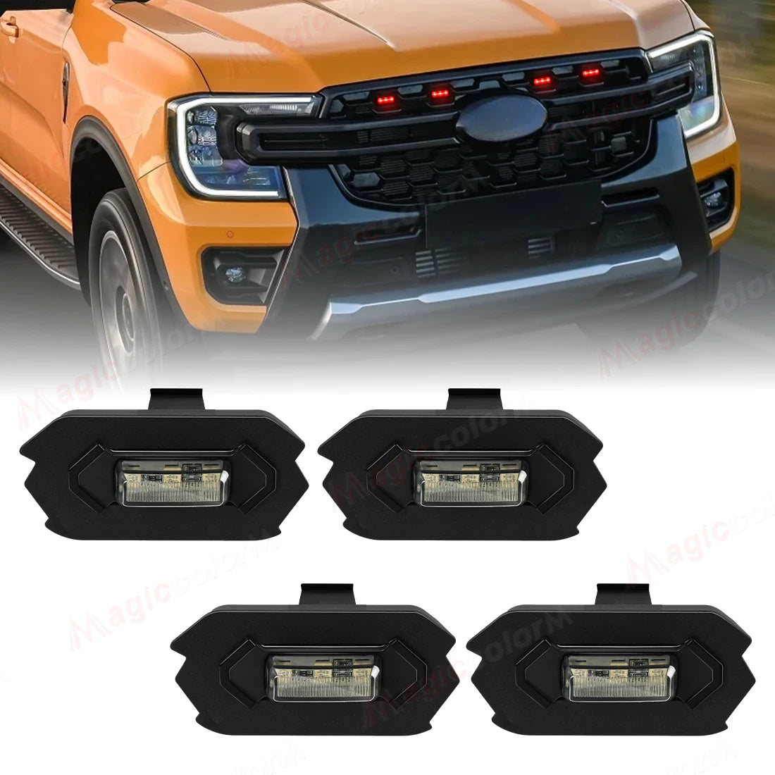 Car Front RGBW Grille Lights For Ford Ranger T9 2022 2023 2024 2025 LED DRL Daytime Runnin | AUTOKITSHOP