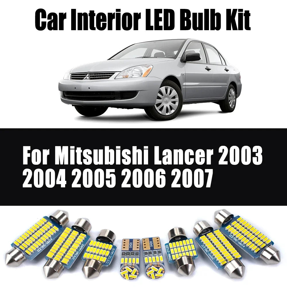 9-Piece LED Interior Light Kit for Mitsubishi Lancer - Canbus Error-Free Bulbs | AUTOKITSHOP