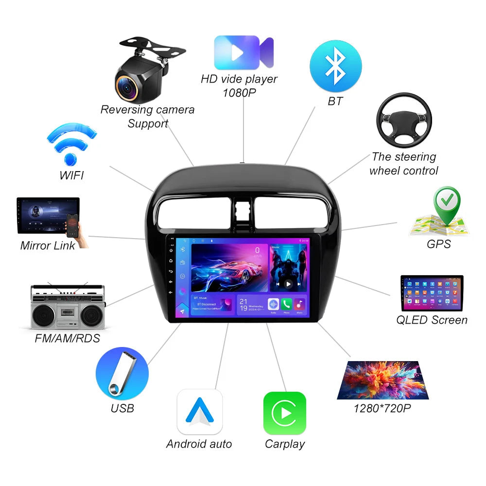 Android 16 Car Radio For Mitsubishi Mirage Attrage 2012-2018 Space Star Gps Navigation Ste | AUTOKITSHOP