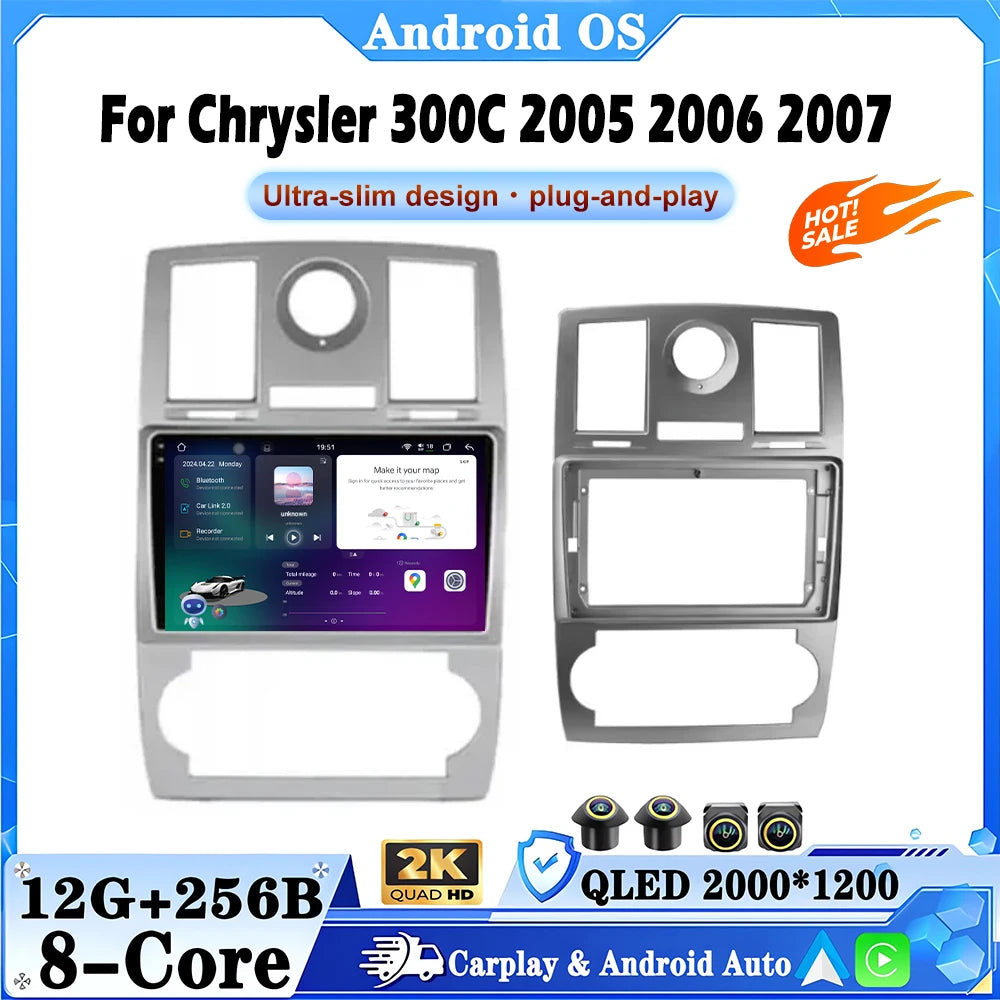9 Inch QLED Touch For Chrysler 300C Aspen 2005-2007 Android 16 Car Radio Multimedia Video
