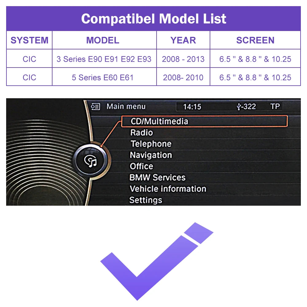Wireless CarPlay for BMW 3 Series E90 E91 E92 E93 5 Series E60 E61 2008-2013 Android Auto  | AUTOKITSHOP