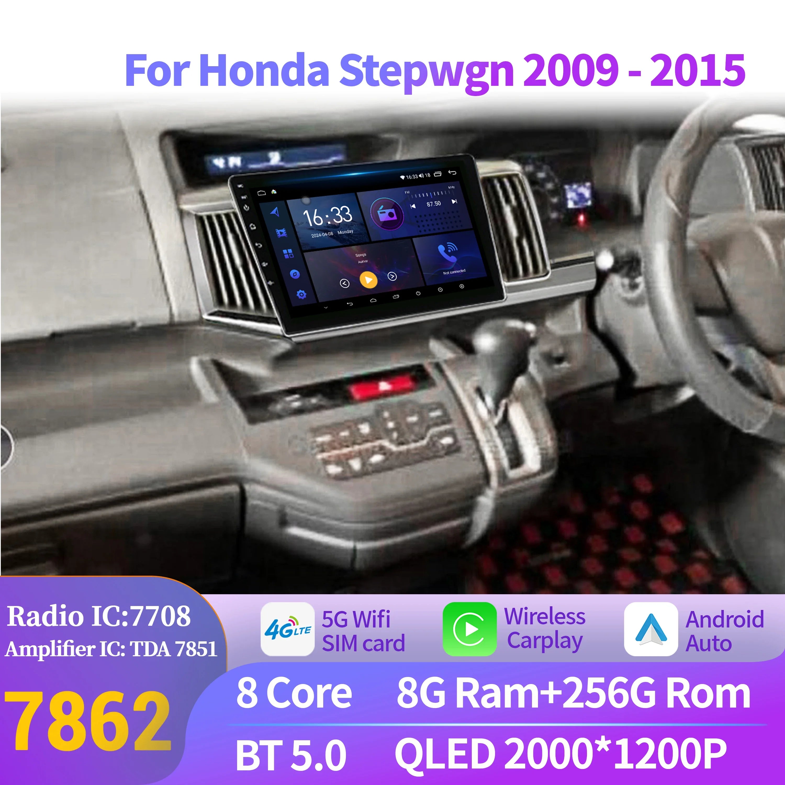 Android 14 For Honda Stepwgn 2009-2015 Car Radio Multimedia Navigation Universal Wireless