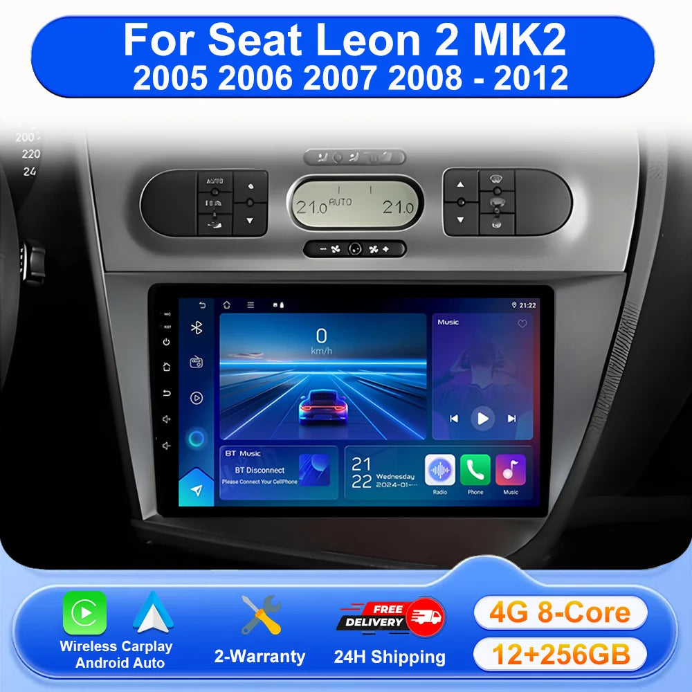 Android 16 Wireless Carplay Car Radio For Seat Leon 2 MK2 2005 2006 2007 2008-2012 Navigat