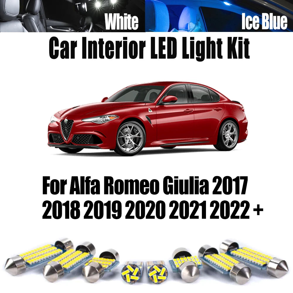 8-Piece LED Interior Light Kit for Alfa Romeo Giulia - Canbus Error-Free Bulbs | AUTOKITSHOP