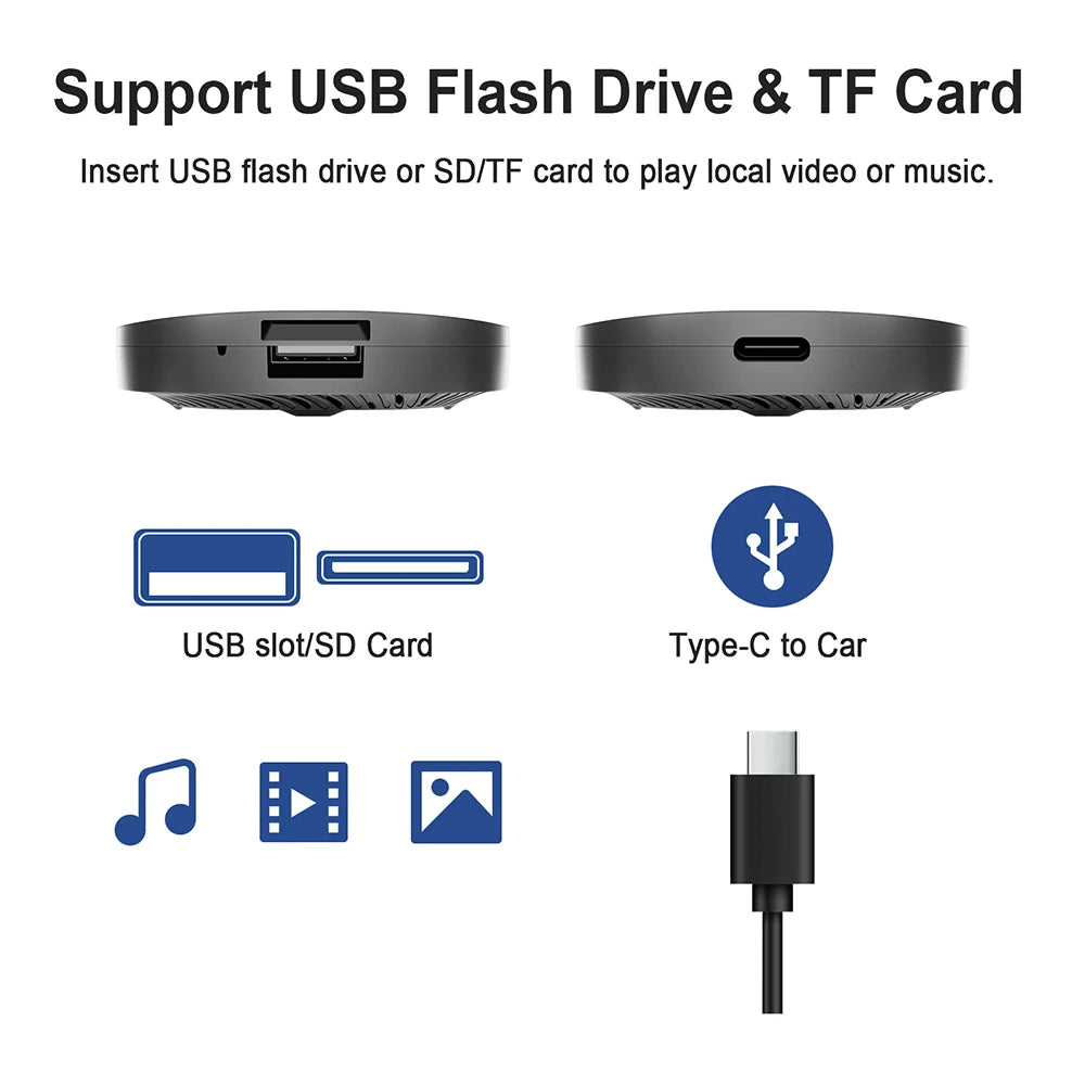 Ai Box Android 13 Wired to Wireless Carplay Android Auto Adapter WiFi For Youtube Nexflit