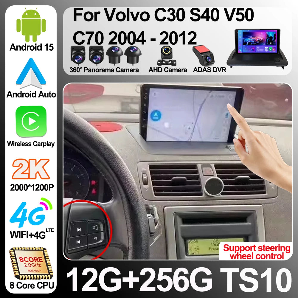 Android 16 For Volvo C30 S40 V50 C70 2004-2012 Multimedia Navigation Car Radio Video Playe | AUTOKITSHOP
