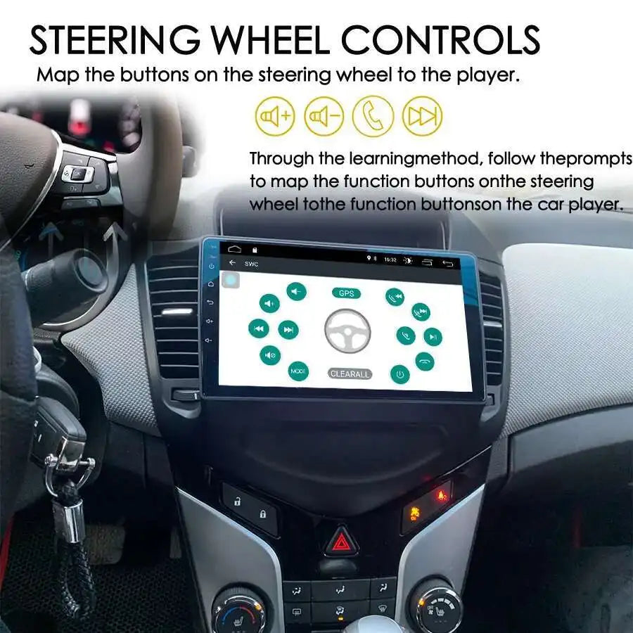 Car Radio For Chevrolet Cruze J300 2008-2014 Android 15 AI Voice GPS Navigation Multimedia