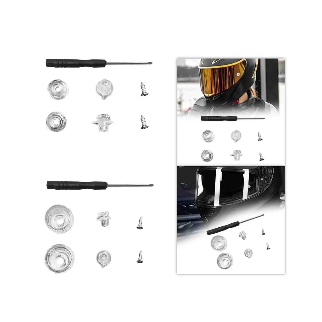 Sturdy Clear Anti Fog Insert Pins Portable Screwdriver Set for Motorcycle Helmet Visor Accessory - Automotive LED Light