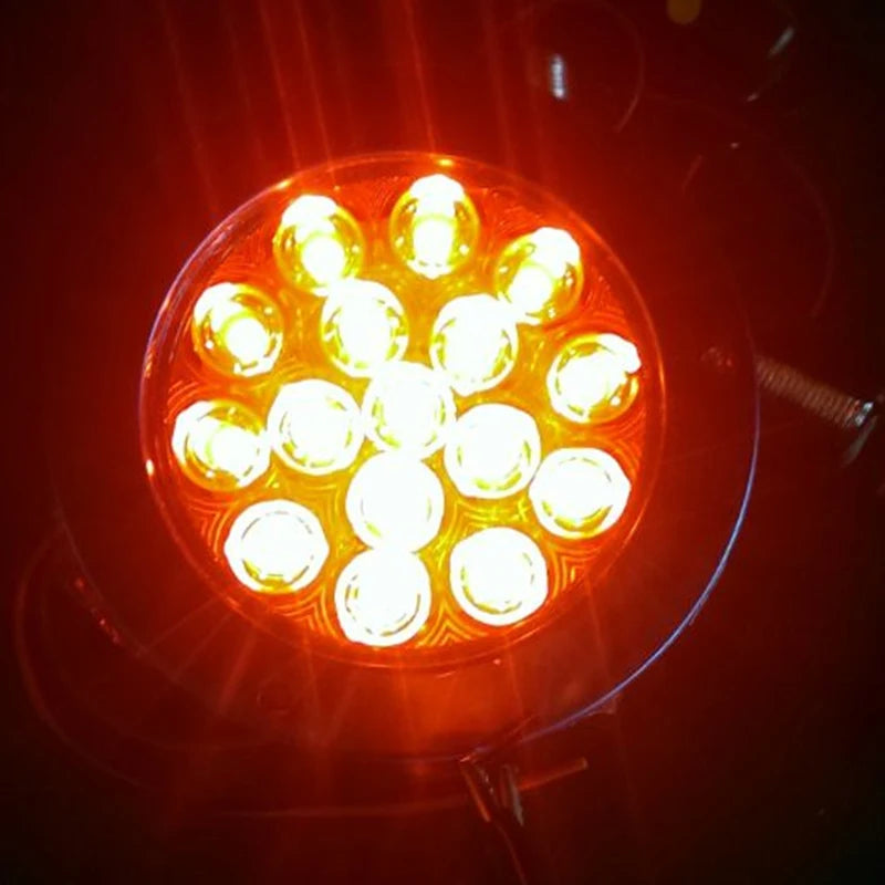 12-24V Red Round Reverse Brake Turn Signal Rear Tail Light 16 LED for Car Truck Trailer RV