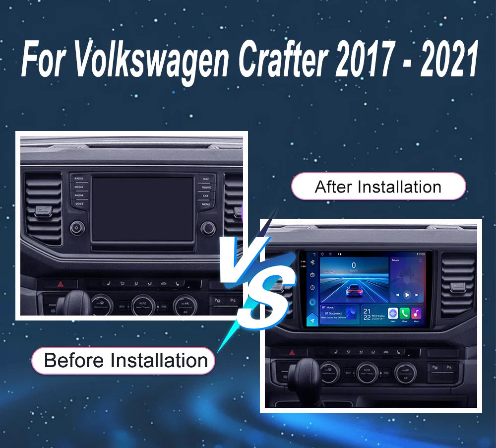 Android 16 Radio Stereo For Volkswagen Crafter 2017-2021 Auto Multimedia Video Player GPS