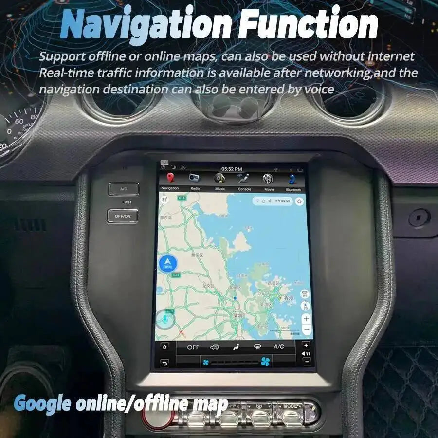 Qled Screen Navigation GPS For Ford Mustang 2015-2021 Radio Navi Stereo Android 15 256GB A