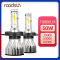 roadsun H4 LED Headlight 10000LM COB Chip LED Car Light H7 H1 H11 H8 H9 9005 9006 HB3 HB4