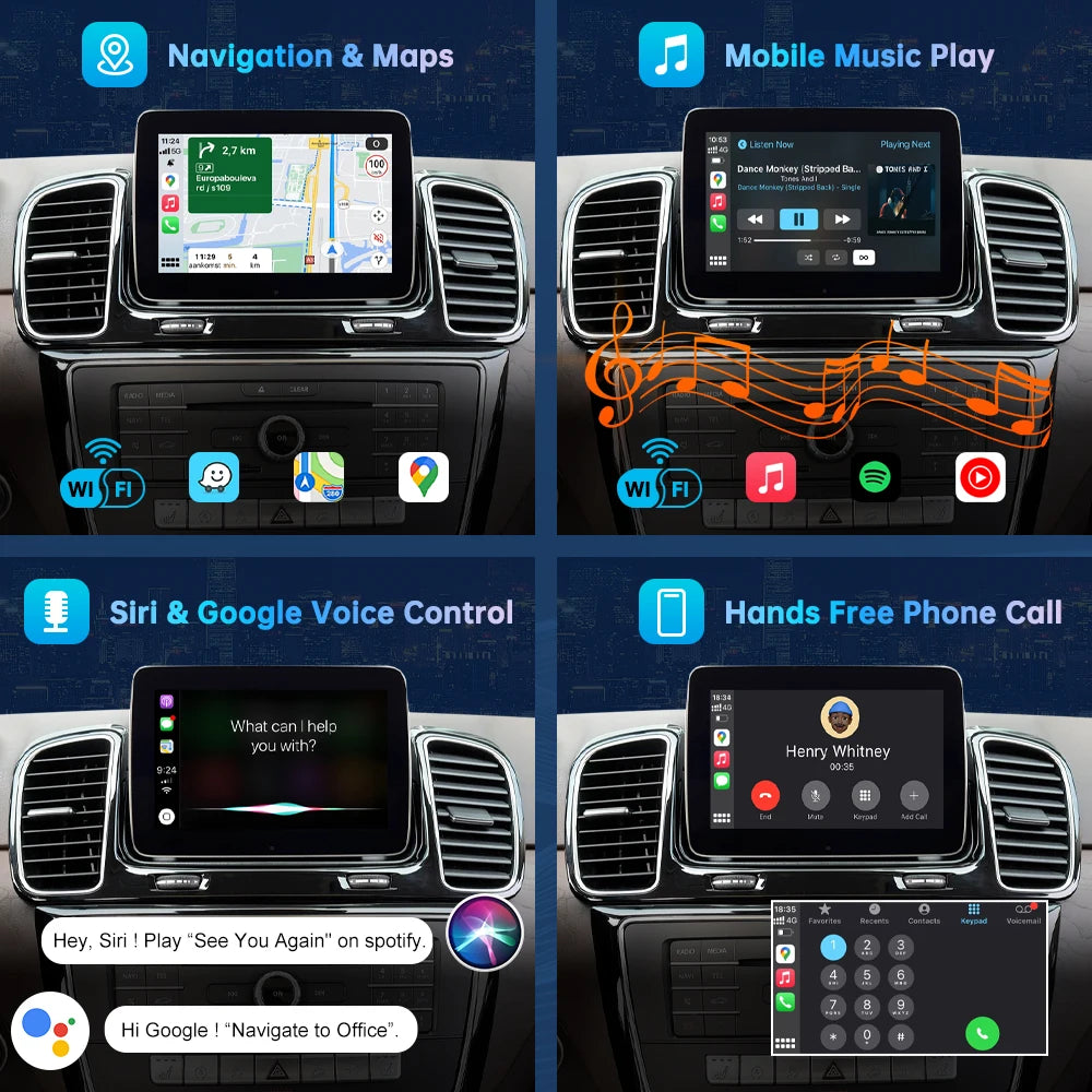 RoadTop Wireless CarPlay Decoder Android Auto for Mercedes Benz GLE GLS-NTG5.0 2016-2018 w | AUTOKITSHOP