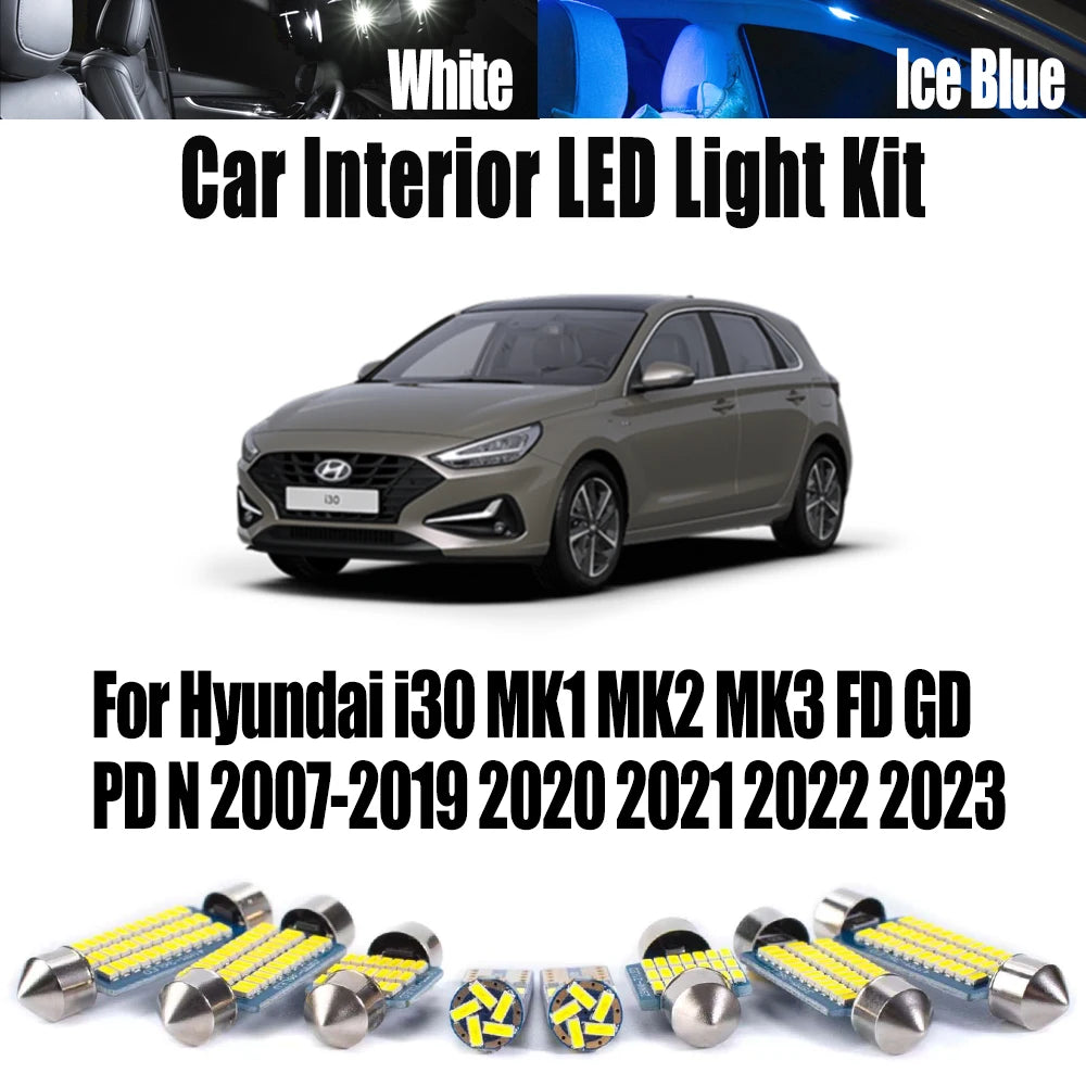 LED Interior Light Kit for Hyundai i30 MK1 MK2 MK3 FD GD PD N 2007- 2019 - Canbus Dome Map Door Trunk Bulbs | AUTOKIT...