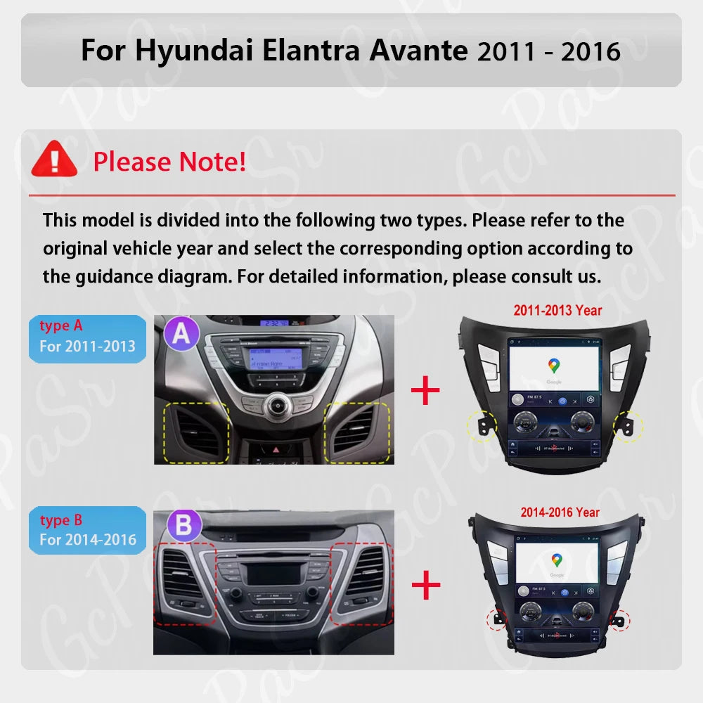 Car Radio Multimedia For Hyundai Elantra Avante 2011 - 2016 Carplay 8 CORE QLED Screen Nav