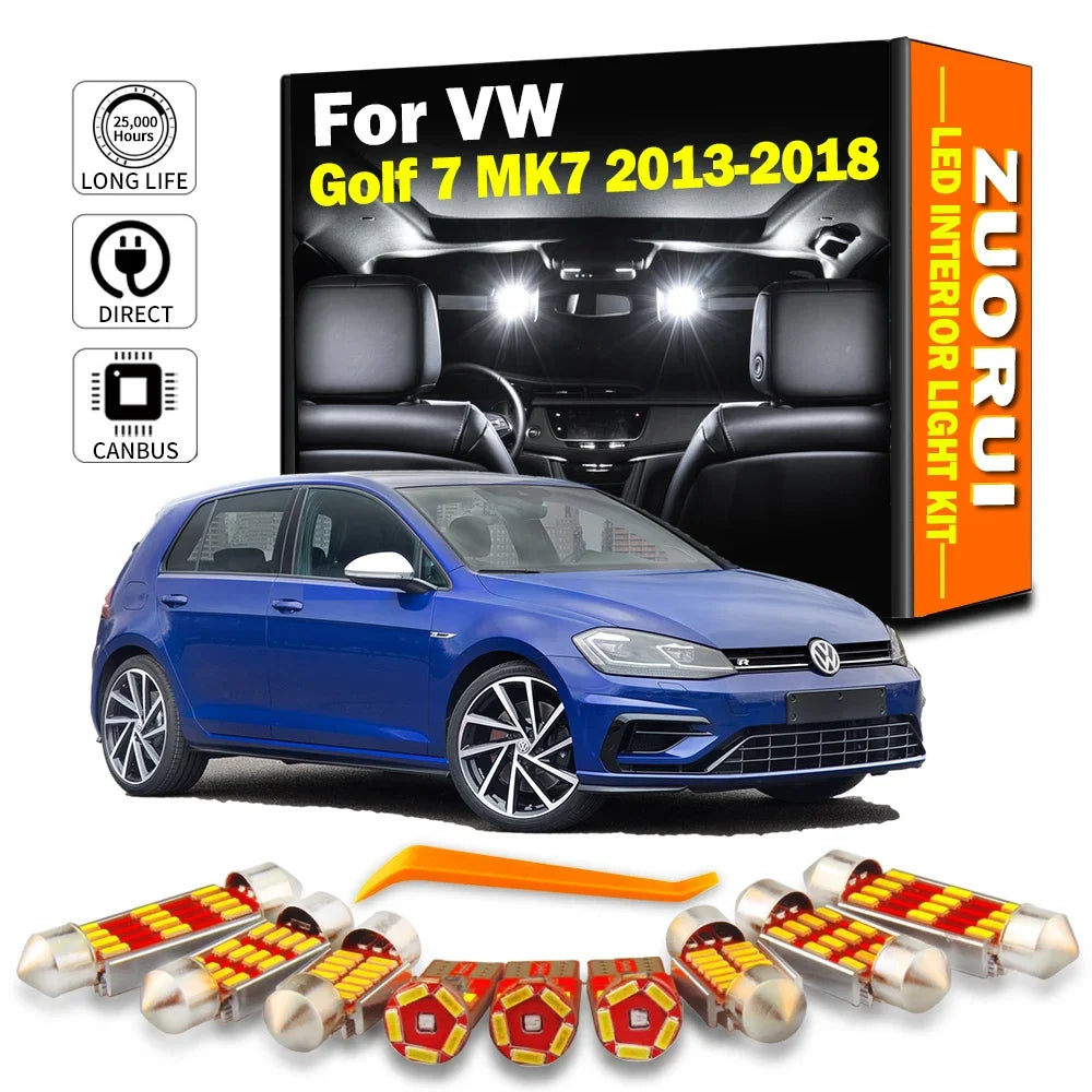 12-Piece LED Interior Light Kit for VW Volkswagen Golf 7 MK7 2013-2016 - Canbus Dome Map Door Trunk Bulbs | AUTOKITSHOP