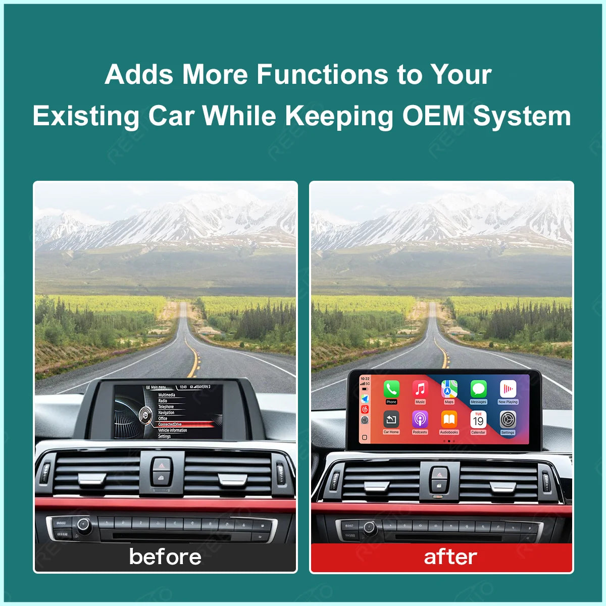 REEIIO 10.25 Inch CarPlay Android Auto Screen For BMW 3 4 Series F30 F31 F32 F33 F34 F36 2