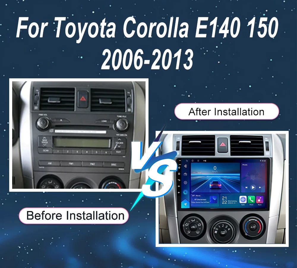 Car Android 15 Radio Stereo Auto For Toyota Corolla E140 150 2006-2013 Multimedia Video Pl