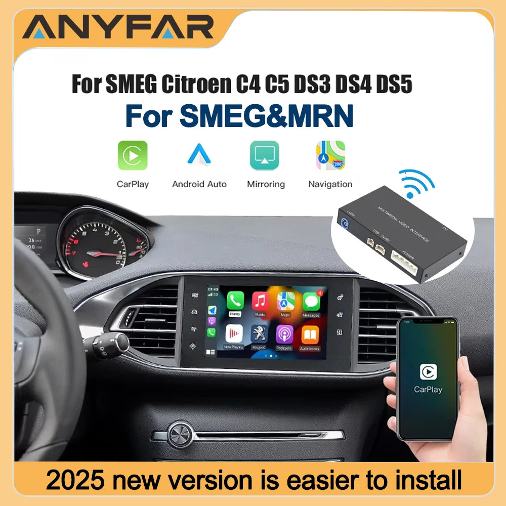 Wireless Carplay Android Auto for Peugeot SMEG MRN 2013-2018 C4 C5 DS4 DS3 DS5 308 508 500
