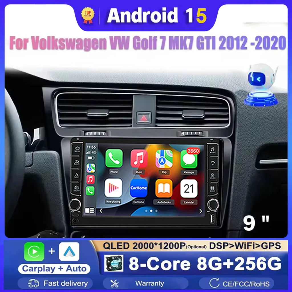 Android 15 Car Radio For Volkswagen VW Golf 7 MK7 GTI 2012 2013 -2020 Wireless Carplay Aut | AUTOKITSHOP