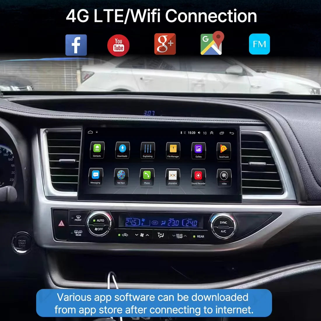Multimedia Android 14 Screen For Toyota Highlander 2015-2020 Car Radio dsp Video Player GP