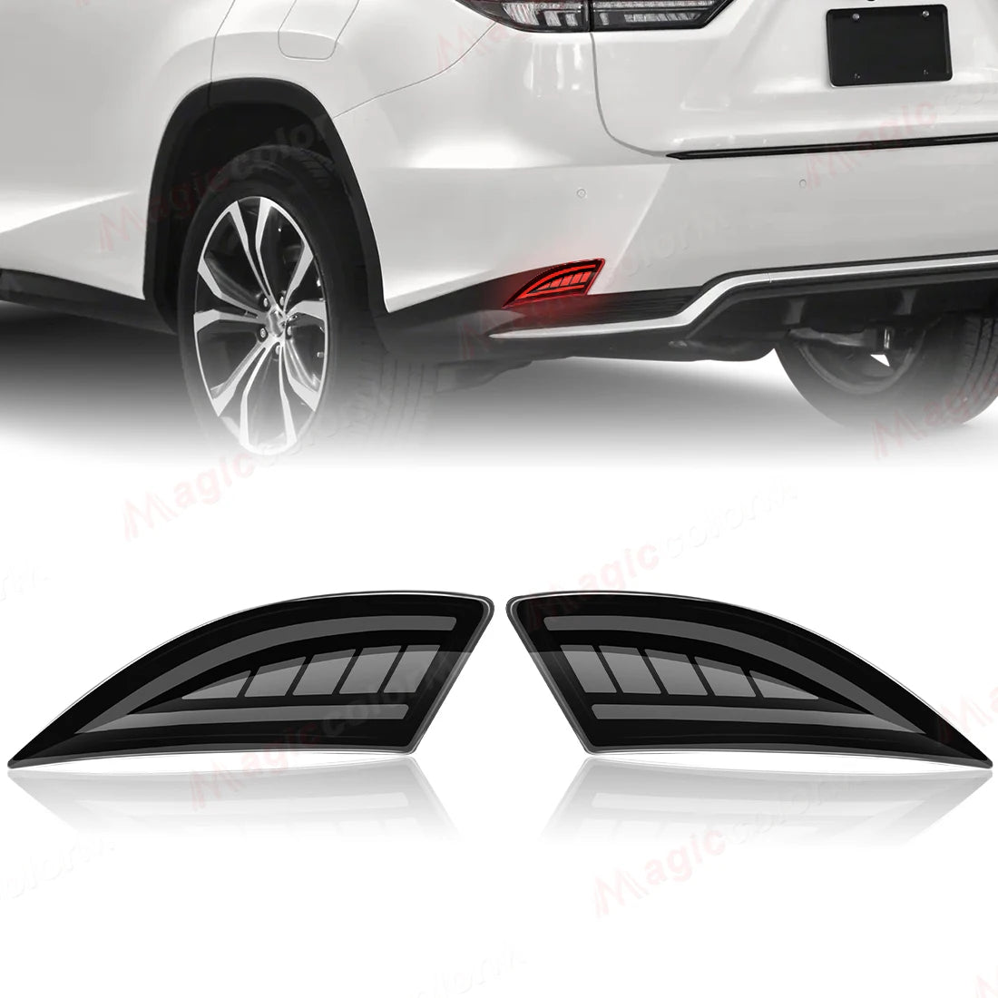 Rear Bumper Reflector Lights For Lexus RX350 RX450h 2020 2021 2022 Driving Dynamic Turn Si | AUTOKITSHOP