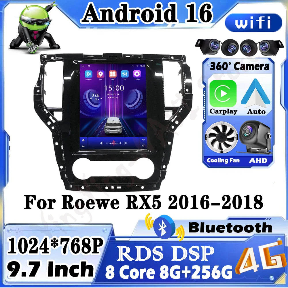 Wireless CarPlay For Roewe RX5 2016-2018 Android 16 Car Radio Multimedia Video Player Navi