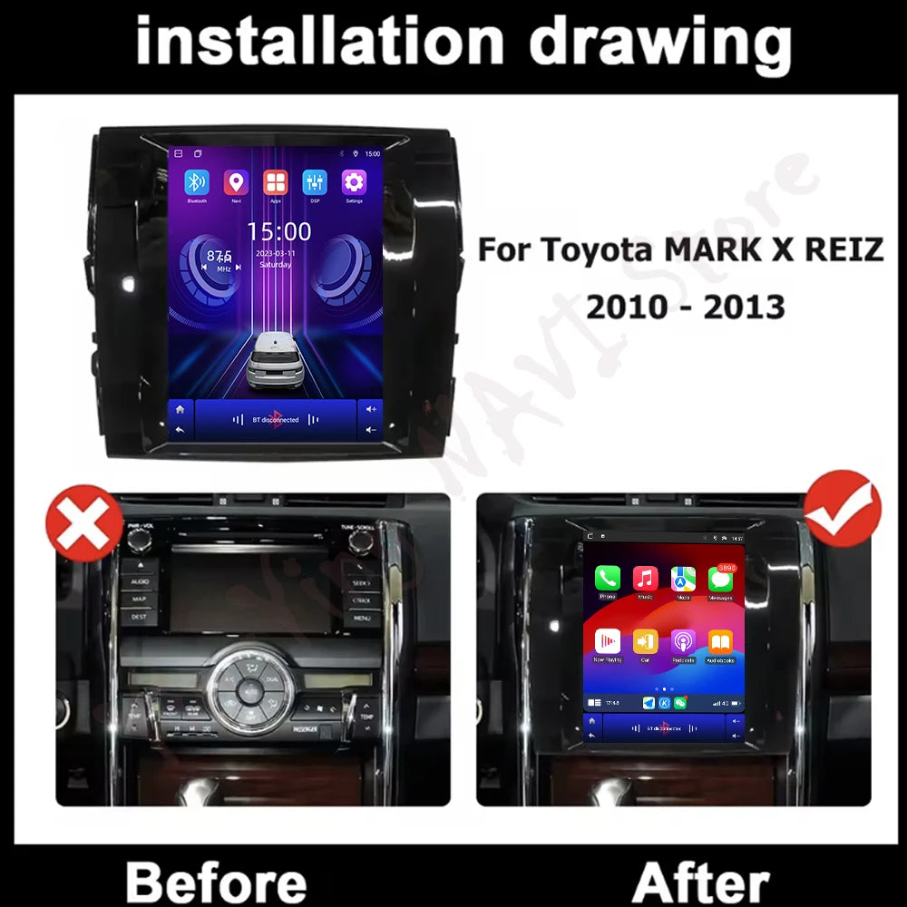 Android 16 Auto For Toyota REIZ 2010-2013 Car Radio Stereo Multimedia Player Navigation GP