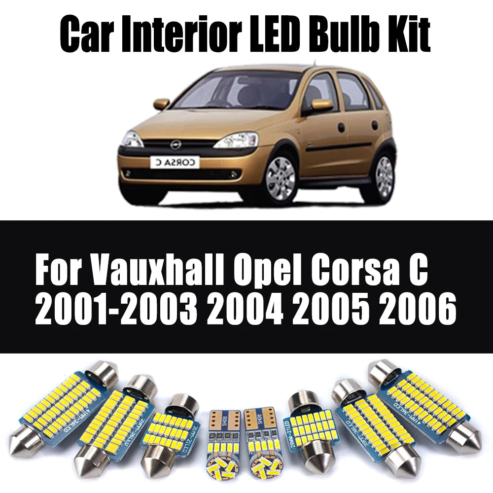 8-Piece LED Interior Light Kit for Vauxhall Opel Corsa C - Canbus Error-Free Bulbs | AUTOKITSHOP