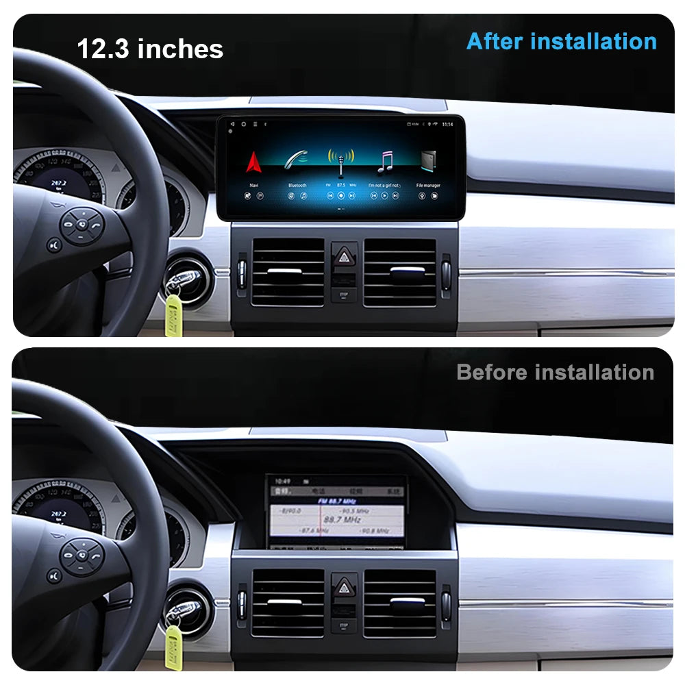 Android 14 10.33 "/12.3" for Mercedes Benz GLK X204 2008 - 2013 Wireless Carplay Car Radio