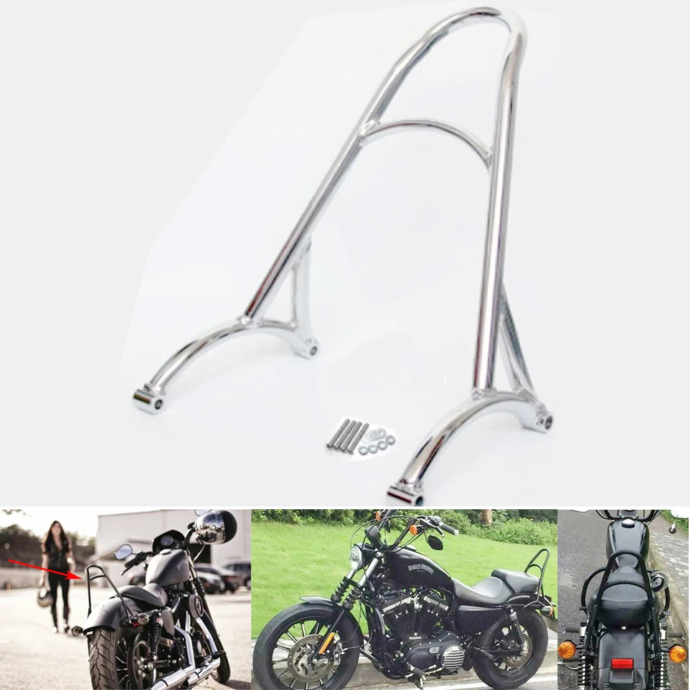 Motorcycle Chrome Detachable Rear Passenger Sissy Bar Backrest For Harley Sportster Iron XL 883  - Automotive LED Light