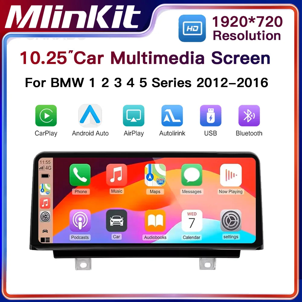 10,25 Drahtlose CarPlay Android Auto Multimedia Display Bildschirm Für BMW 1 2 3 4 5 Serie