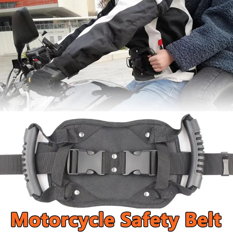 Motorcycle Scooters Safety Belt Back Seat Passenger Grip Grab Handle Non Slip Strap Universal Mo - Automotive LED Light