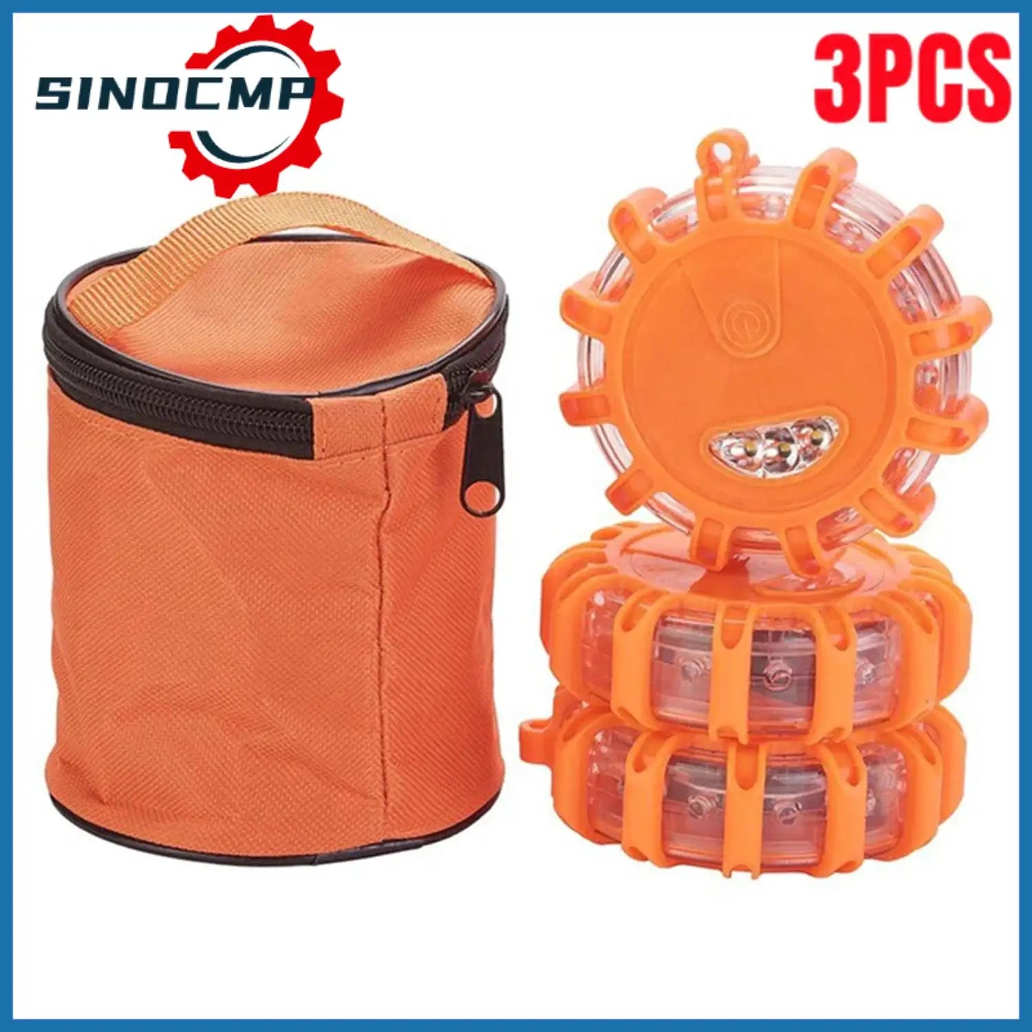 Red LED Road Flare Emergency Lights Roadside Safety Beacon Disc Flashing Warning Flare Kit