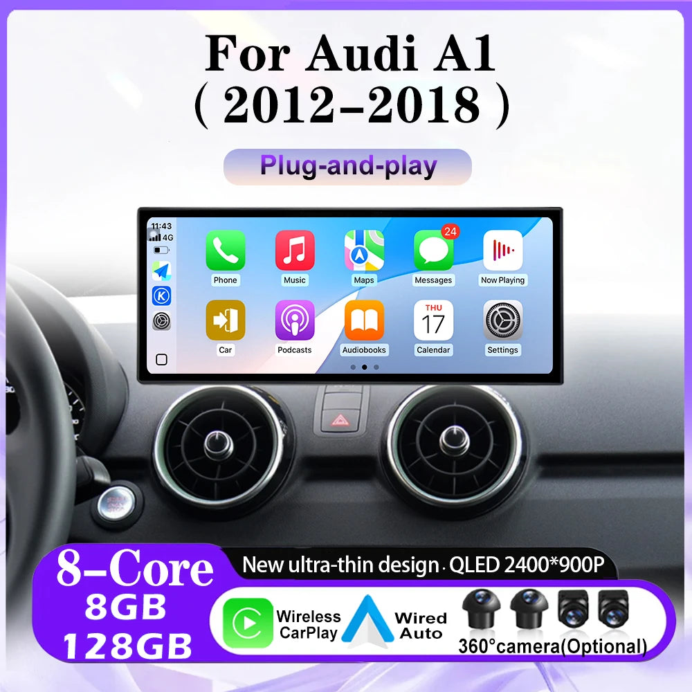 12.3 lnch For Audi A1 2012-2018 Android 16 Car Video Multimedia Radio Player Bluetooth GPS