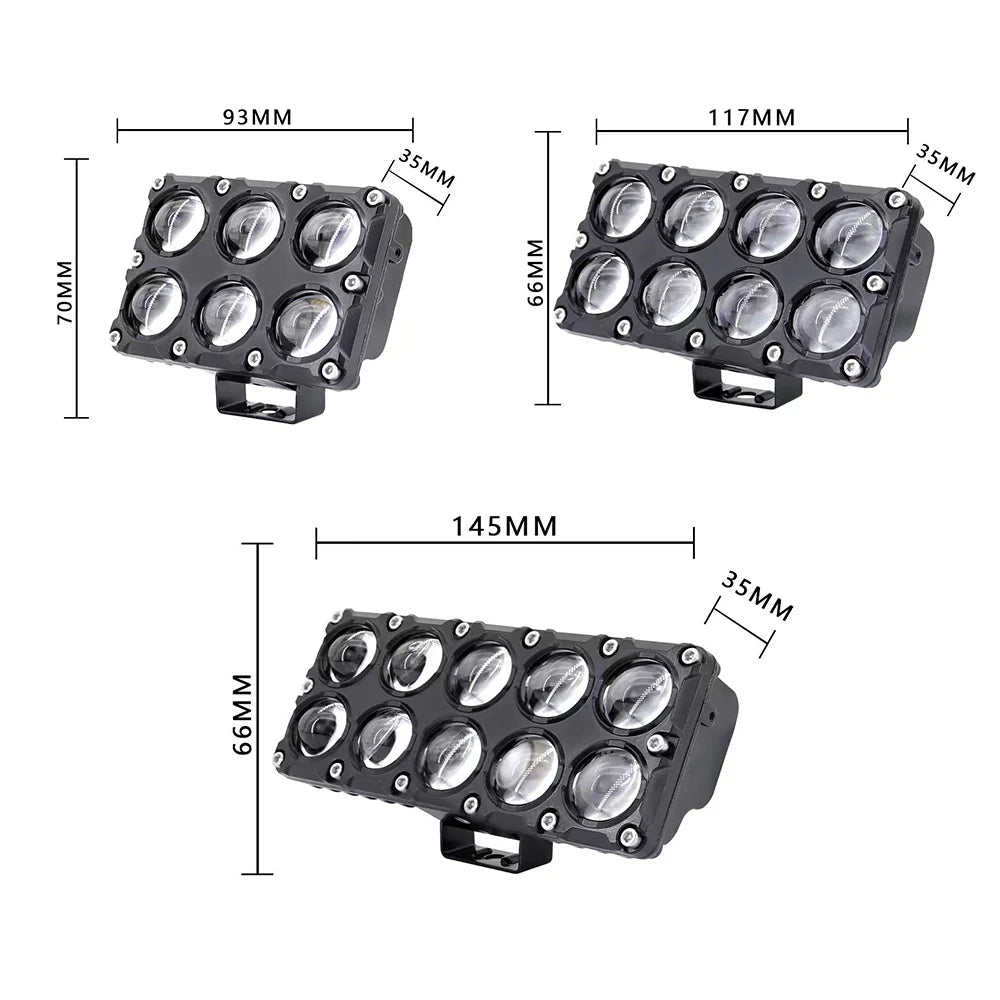 6/8/10 Lens Auxiliary Motorcycle Spotlight Working Fog lights Bulb Projector Headlight Add
