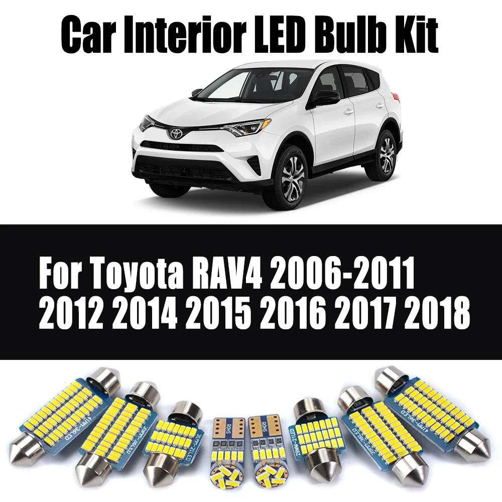 10-Piece LED Interior Light Kit for Toyota RAV4 2008- 2011 - Canbus Dome Map Door Trunk Bulbs | AUTOKITSHOP