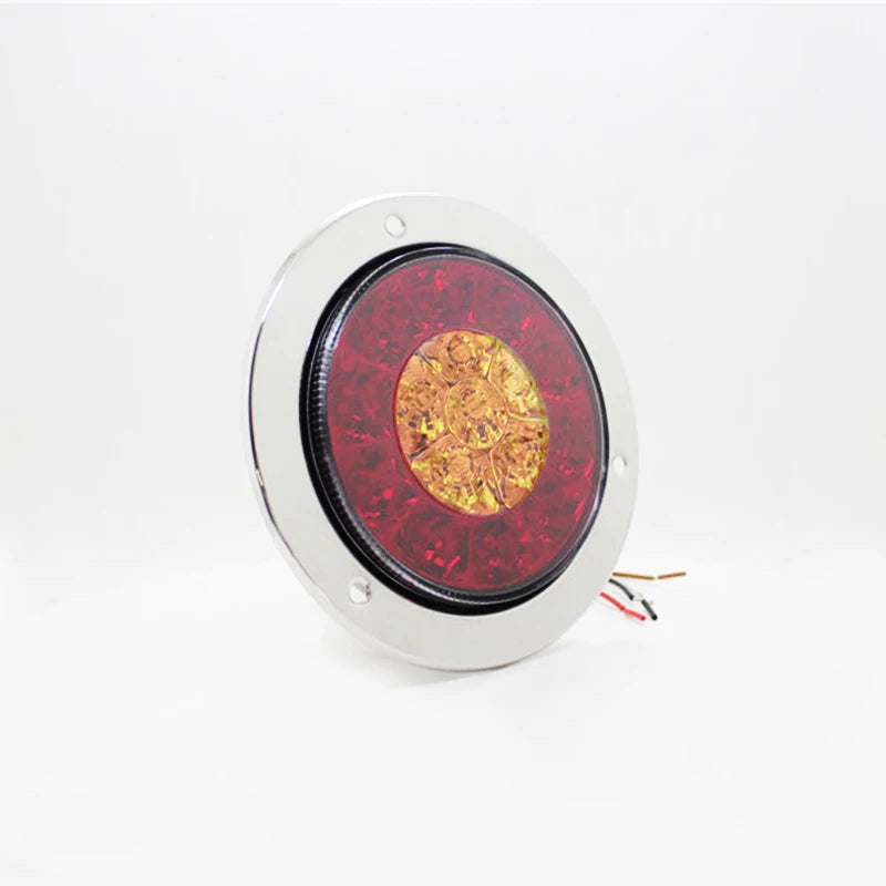 1 Pair 24V Round Reverse Brake Turn Signal Rear Tail Light Red +Yellow 16 LED for Car Truc