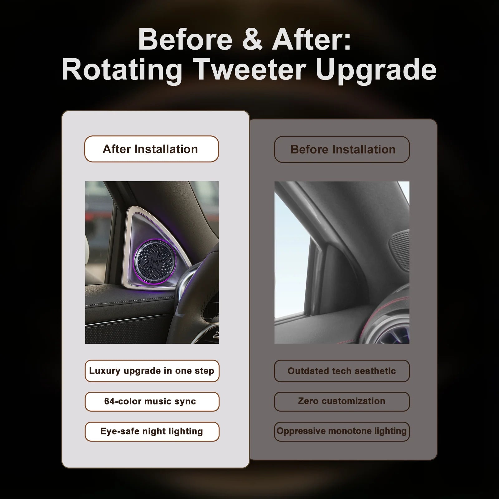 RGB 4D Rotating Tweeter Speaker for Mercedes W214 - RGB LED Ambient Speaker Car Interior Light