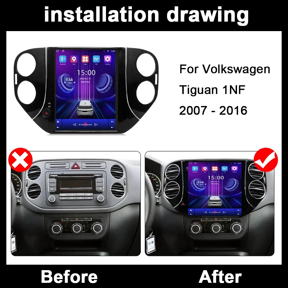 Android 16 Auto Car Radio Multimedia Video Player GPS Navigation For Volkswagen Tiguan 1 N