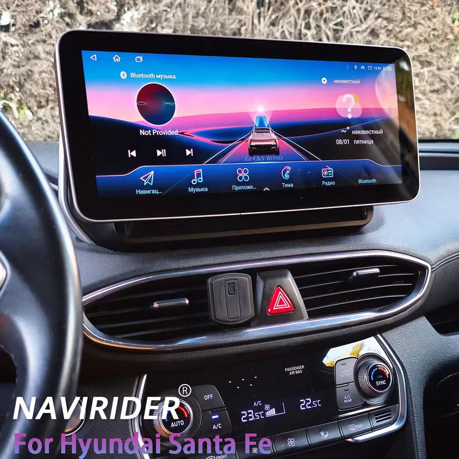 GPS CarPlay 12.3 Inch Music Stereo For Hyundai Santa Fe 4 2018 -2021 Android 15 IPS Screen