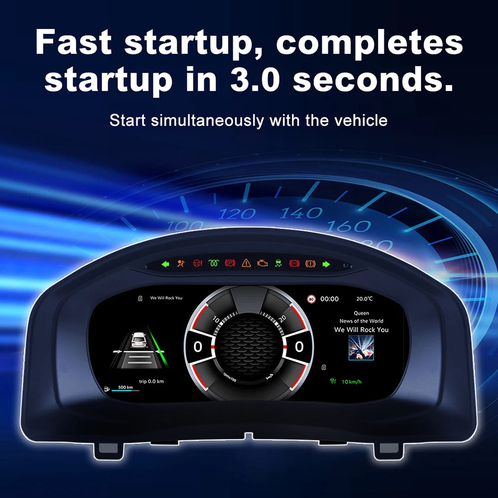 10" LCD Digital Instrument Panel for 2010-2017 Volkswagen Tiguan - Virtual Cluster Odometer Speedometer with CarPlay Hic