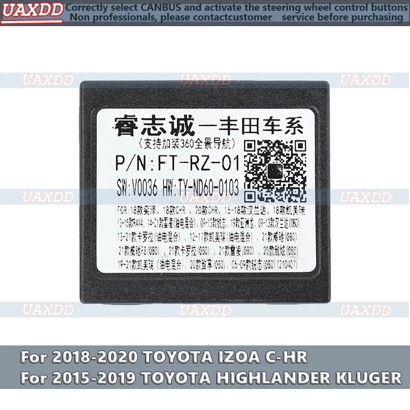 Raise Car Canbus Box Adapter For 2015-2020 Toyota RAV4 Prado Sienna Highlander Camry Land