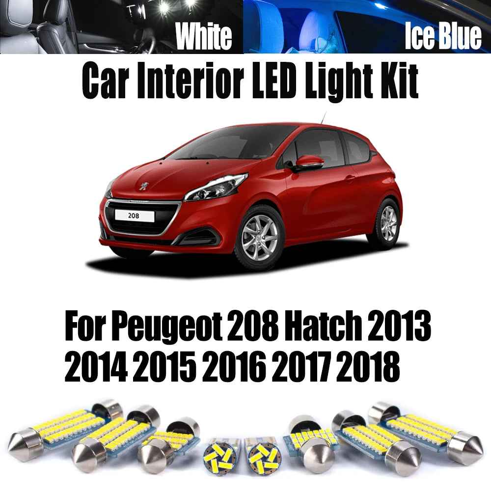 7-Piece LED Interior Light Kit for Peugeot 208 Hatch - Canbus Error-Free Bulbs | AUTOKITSHOP